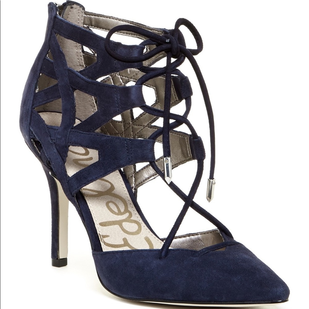 Sam Edelman Zavier Navy Suede Lace-Up Pumps Sz 8.5